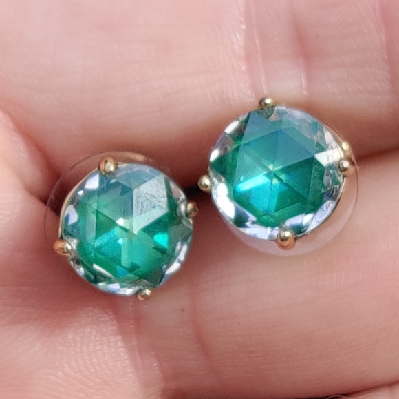 Kate Spade green crystal large stud earrings